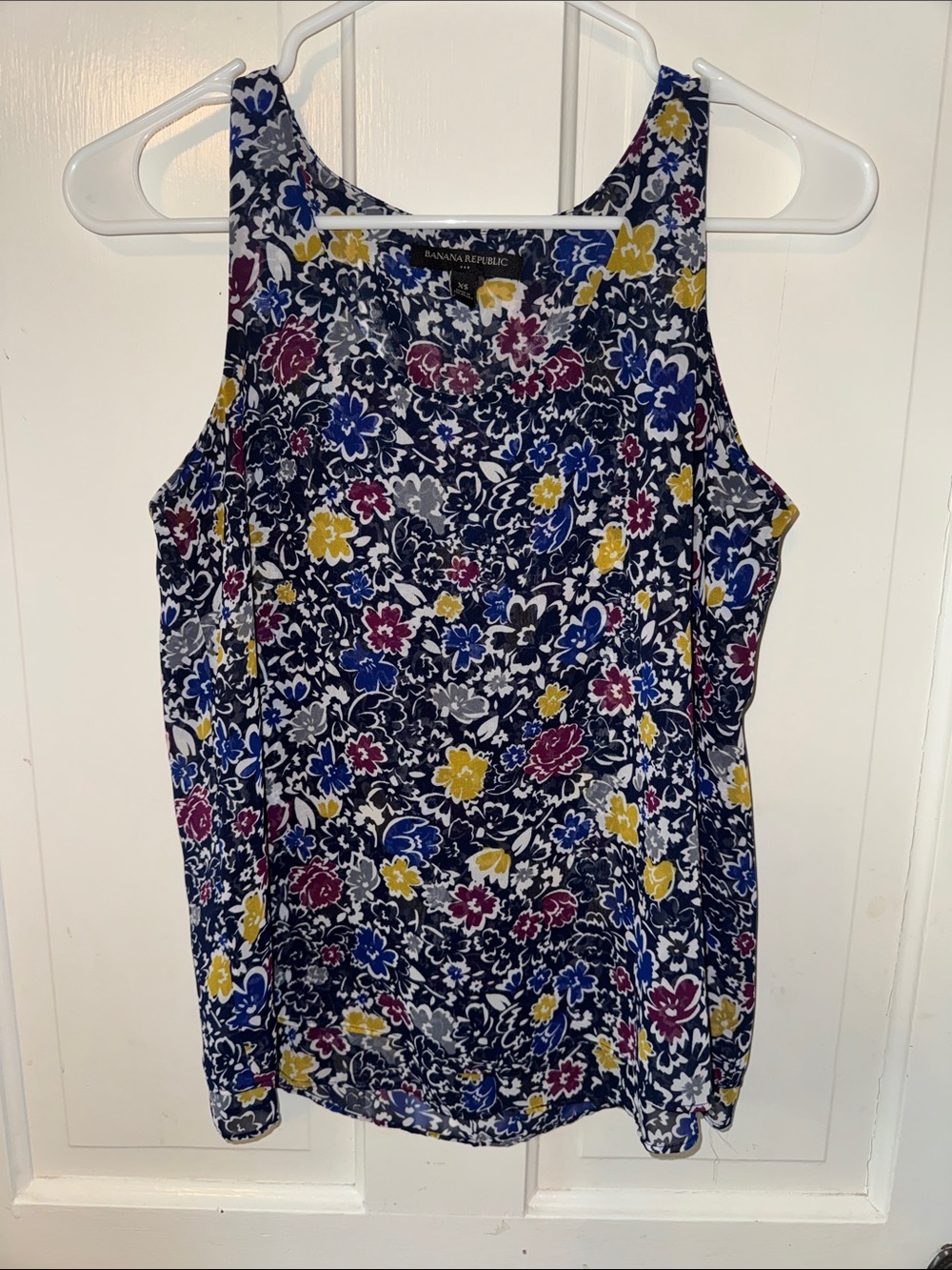 Banana Republic Navy Floral Racerback Camisole with Yellow & Pink Accents
